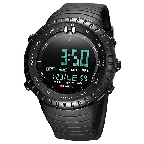 SAILINE - Reloj de Pulsera Digital para Hombre, con Carcasa de plástico, electrónico, Resistente al Agua, LED, Deportivo, multifunción (Black)