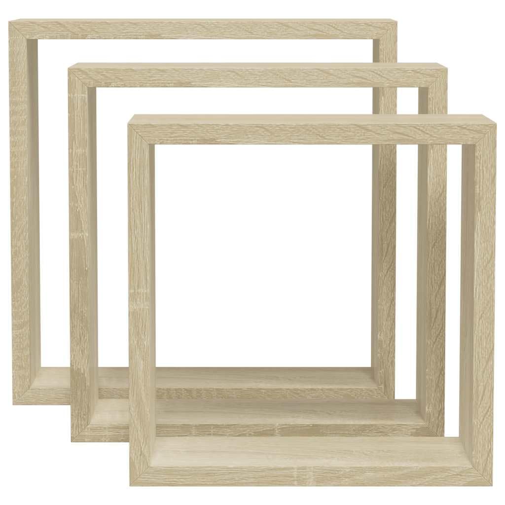 Set di 3 mensole sospese sospese in rovere Sonoma, per soggiorno, camera da letto, cucina, bagno, corridoio, ufficio, design organizer