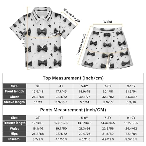 Boccsty Cute Cool Black Stars Bow Boy Summer Shorts Sets Hawaiian Toddler Boys T-Shirt & Pants 2 Pcs 3T3