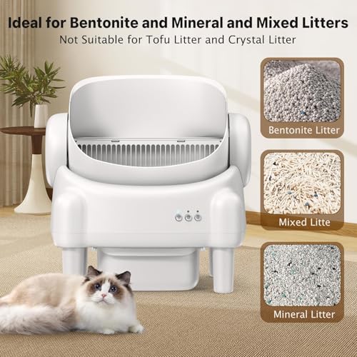 Automatic Cat Litter Box,Self Cleaning Litter Box for Multiple Cats with Open Top Design, App Control, Safety Protection, Ultra-Quiet,Easy Setup,White - Image 7