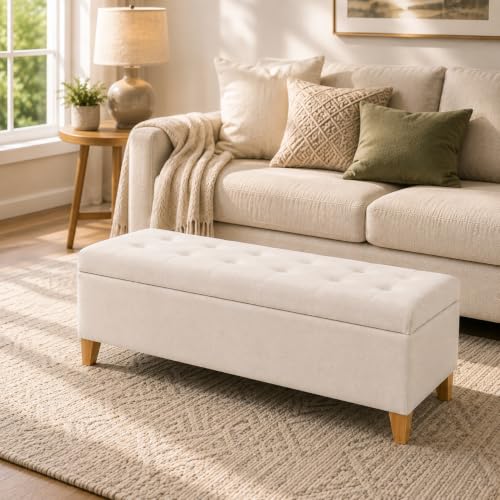 Image of Ottoman with Storage 51 Inch End of Bed Storage Ottoman Bench
