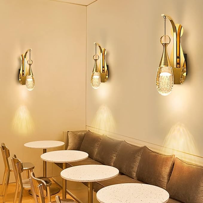 A F N LIGHTINGS AFN Clear Cystal Wall Light Sconces, Moder Wall Lamp Wall Decor Cystals Finish Wall Light Fixtures for Living Room Bathroom Bedroom Hallway Vanity Light (5W 3000K)