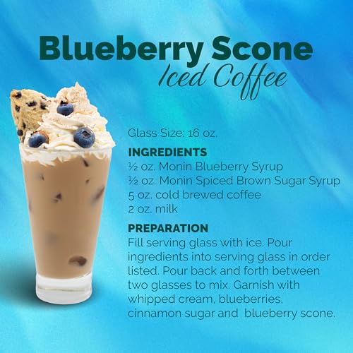 Image of Monin - Blueberry Syrup, Mildly Sweet & Tart Blueberry Flavor, Great for Teas, Lemonades, Smoothies, & Cocktails, Gluten-Free, Non-GMO (1 Liter)