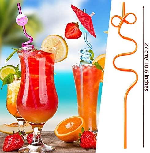 15 pitillos plásticos reutilizables y flexibles color naranja miniatura 2
