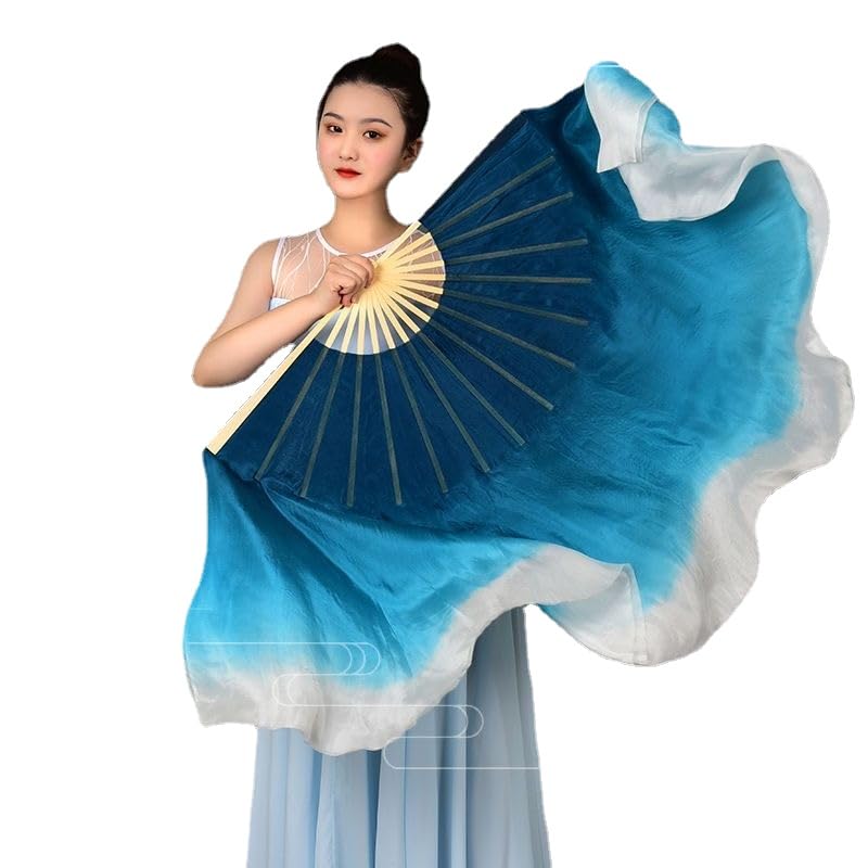 HEARTTOUCH 100% Silk Belly Dance Fan Women Hand Made Silk Dancing Fans for Taichi Kungfu Square Dance Party Stage Performance