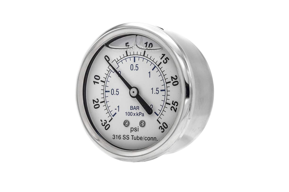 PIC GaugesSEC-302LFW-254CC All Stainless Center Back Mount, 2-1-2% Accuracy