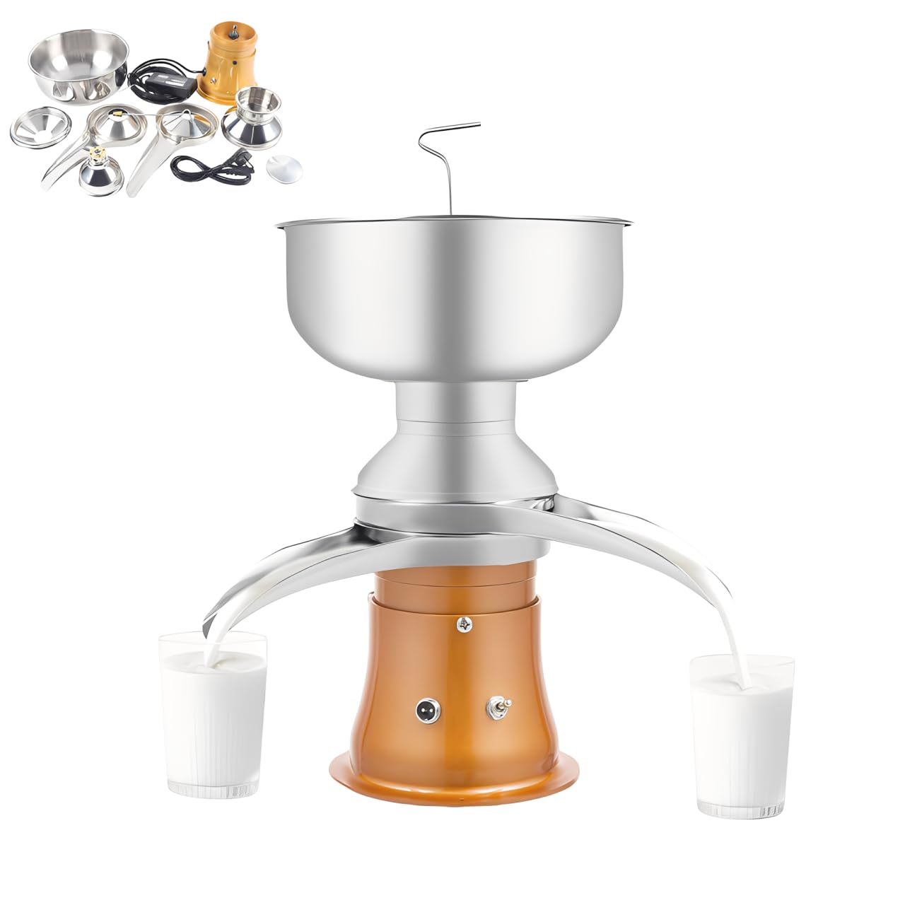 Centrifugeuse à lait électrique, séparateur de lait de 5 l, séparateur centrifuge 30 W, 9800-11000 tr/min, 50 l/h, consistance réglable, séparateur de crème de lait pour lait de vache, lait de chèvre