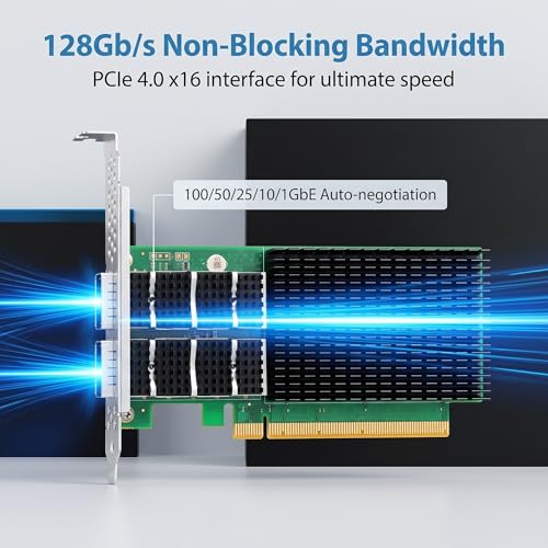 Image of Vogzone 100GbE SmartNIC Card for Mellanox MCX623106AN-CDAT, PCIe 4.0 x16 100Gb Ethernet NIC with Mellanox ConnectX‑6 Dx EN Chipset, Dual QSFP56 Network Card Support RDMA