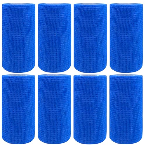 8 Rollen Selbstklebender Verband Bandage, 10cm*4,5m Verband Selbstklebend, Elastischer Fixierbinde Haftbandage Kohäsive Bandage Elastische Binde für Sport Vet Wrap Pet für Katze,Hund,Pferd
