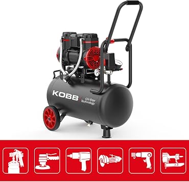 KOBB KBK25S 1.7HP 25Lt 8Bar Oil-Free Quiet Portable Air Compressor
