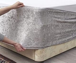 seventhstitch Soft Crushed Velvet Divan Bed Base Wrap Deep Fitted Sheet Silver Grey Valance Frame Cover Fully Elasticated Bed Skirt Single Double King Super King Size (Grey, King), (BB-11)