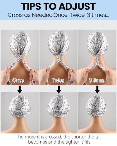 Image of Ababalaya Upgraded Satin Lined Halo Turban Durag for Men &Women Sleeping Bonnet PRE-Tied Headwraps for Hair Loss