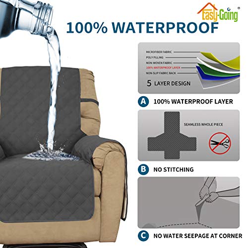 Image of Easy-Going Sofa Slipcover Waterproof Oversized Recliner Chair Cover Non-Slip Fabric Couch Cover for Living Room Washable Furniture Protector for Pets Kids Dog Cat (Oversized Recliner, Dark Gray)