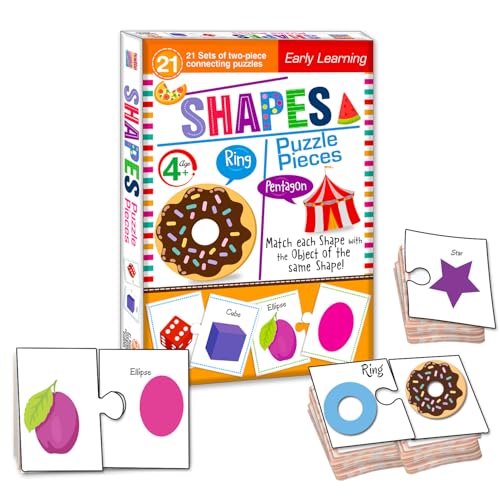 Image of Jigsaw Puzzle Connecting 2-Piece (Set of 21 pcs) for Kids, Childrens and Toddlers - Early Learning Educational Brain Booster with Fun and Engaging - Ages 4+ (Shapes)