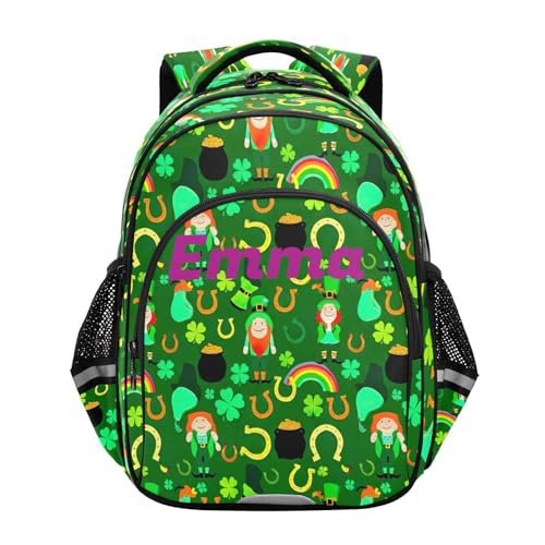 RPLIFE Mochila verde personalizada Leprechauns para niños de 3 a 8 años, mochila ligera para niños, Leprechauns Green 1, Small