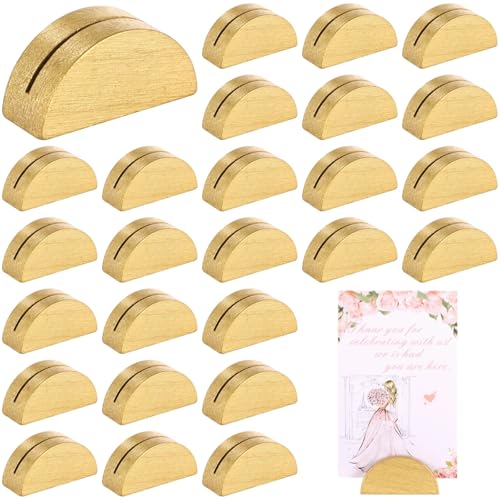 Support dorés pour numéros de table en bois : lot de 50 demi-ronds - 2