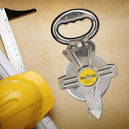 Stainless Steel Tape Measure, 50M Stainless Steel Tape Measure Retractable Metric Construction Surveying Tool
