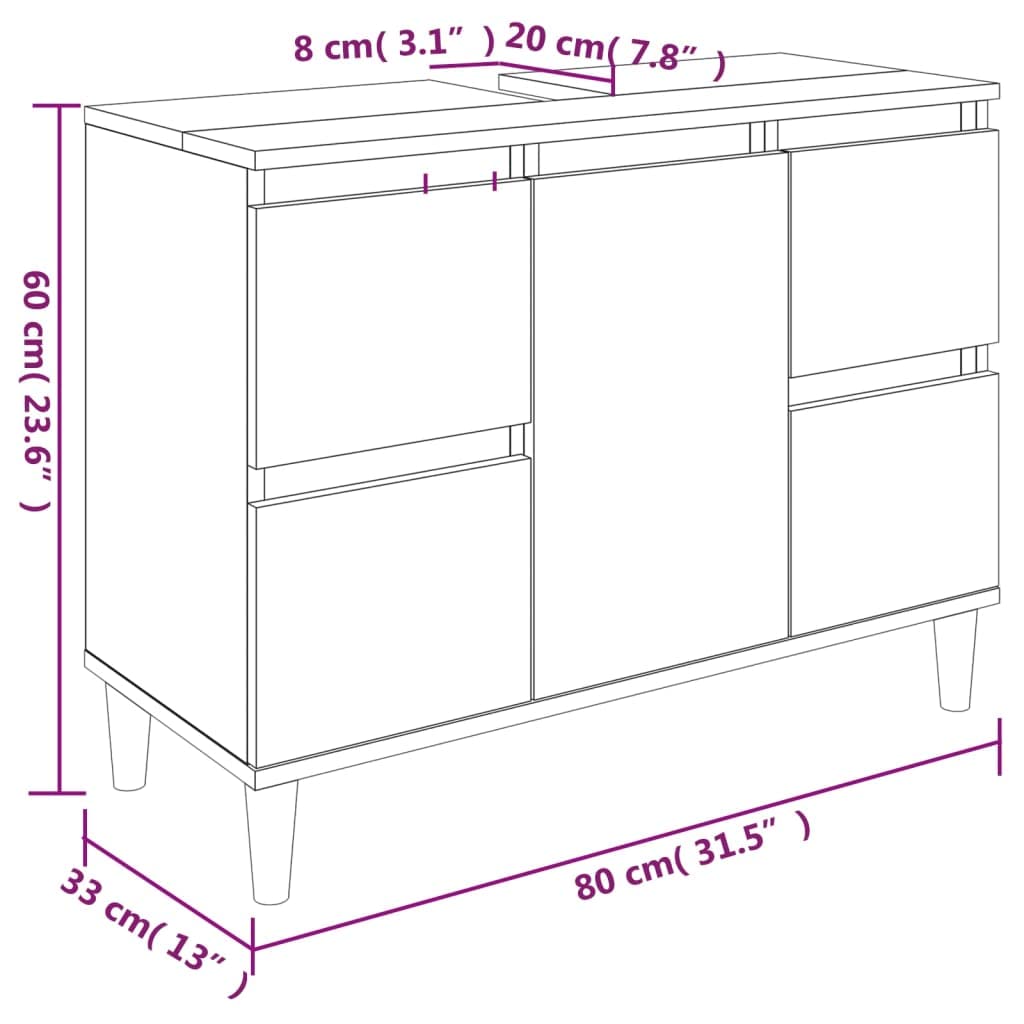 vidaXL Badmöbel Set 3-TLG., Badschrank Holzbeine, Badezimmer Unterschrank Hochschrank Midischrank, Badezimmermöbel, Weiß Holzwerkstoff