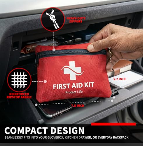 Protect Life Doctor Developed Mini First Aid Kit, 100 Piece Waterproof Emergency Kit for Car, Boat, Camping & Travel, Includes Emergency Blanket, Tourniquet & First Aid Guide - Image 5
