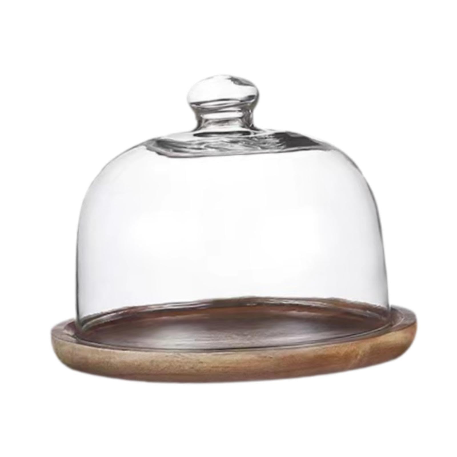 Alzata per torte in legno con copertura a cupola per matrimoni e feste di compleanno, elegante piedistallo piatto per torte per cupcake e dessert, 30,5 cm con coperchio