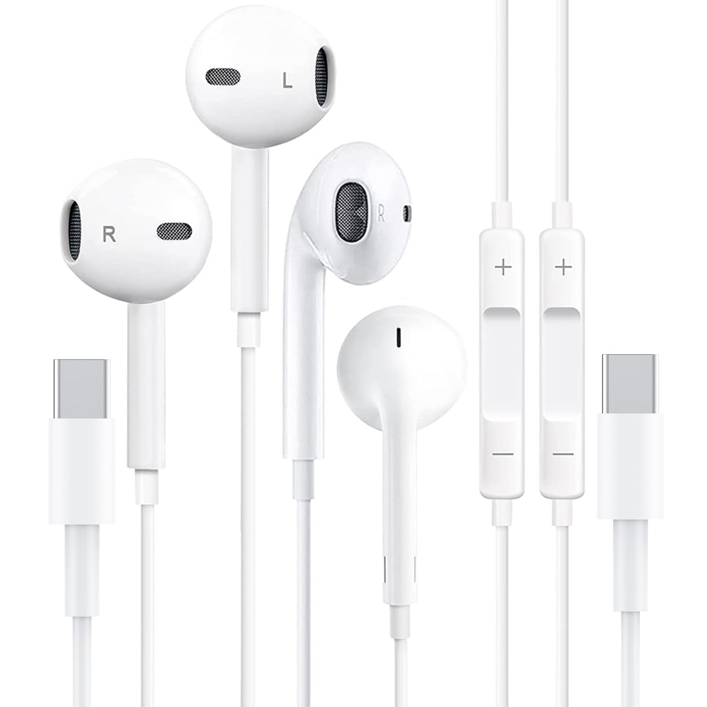 SKYCABLEUSB Type C Headphones, 2-Pack, Wide Compatibility, Enhanced Audio Quality, Ergonomic Design, Convenient Remote Control & Microphone