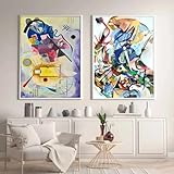 FOKTMS Póster artístico de Kandinsky con gráficos de acuarela abstracta, impresiones en lienzo, pinturas, arte de pared interior, decoración para sala de estar, 50x70cm x 2 sin marco