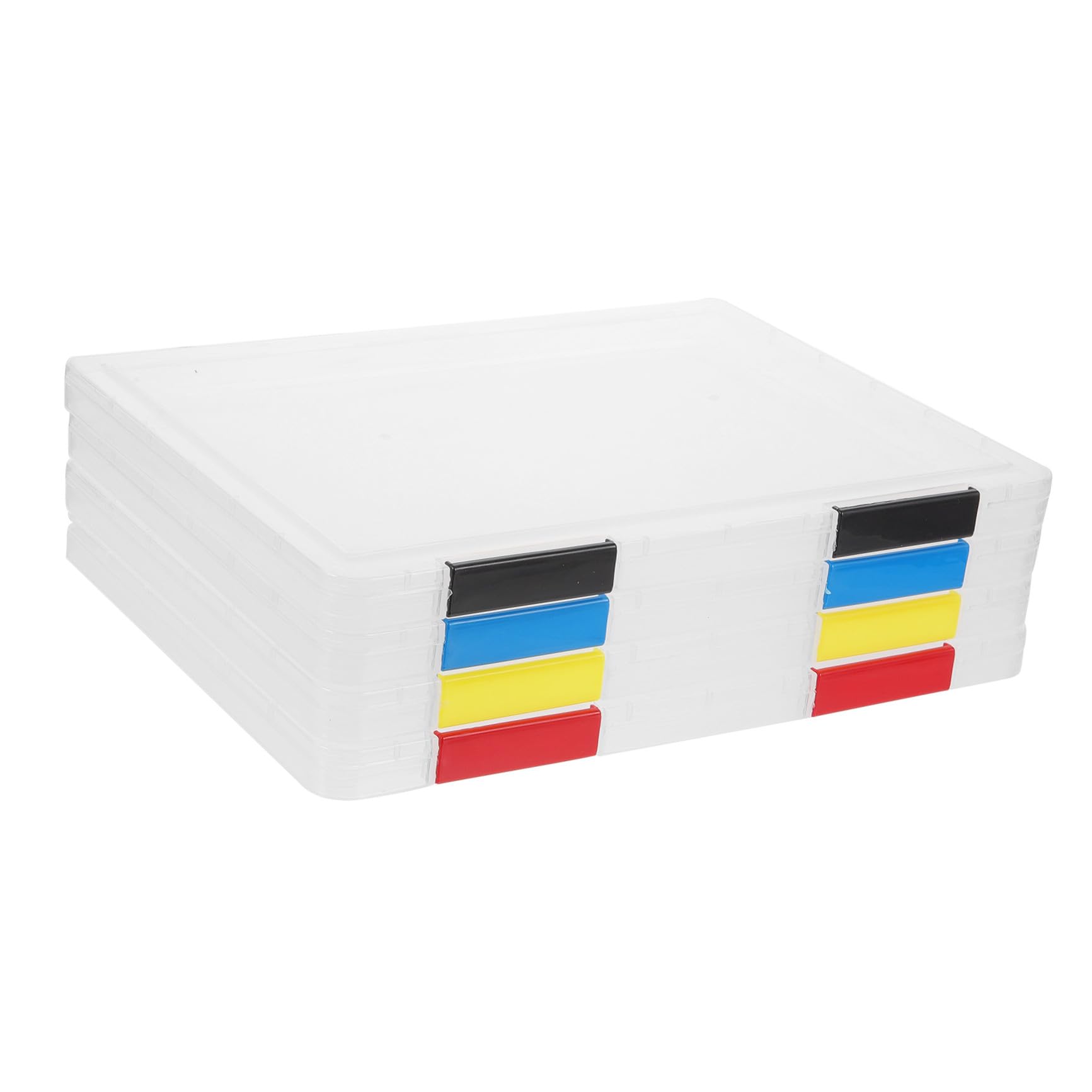 Gadpiparty Boîte de Rangement Transparente pour Documents 4Pcs en Plastique, Surface Lisse, Facile à Ouvrir, Format A4 31X23X2Cm, pour Bureau et Étagère