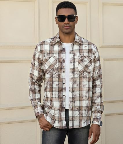 Alex Vando Mens Button Down Shirts Regular Fit Long Sleeve Casual Plaid Flannel Shirt