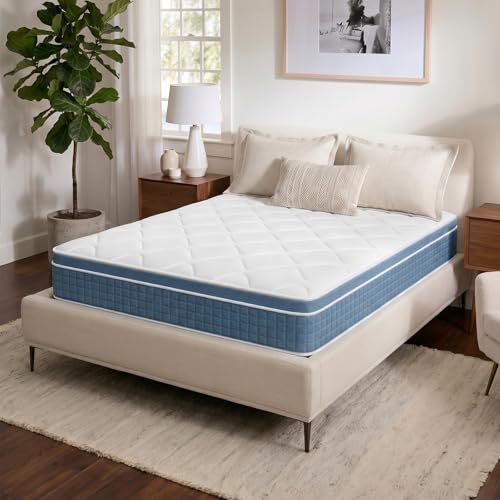 Image of Yaak Full Size Mattress 10 Inch - Cooling Hybrid Single Mattress in a Box for Back Pain Relief - Pocket Spring & Memory Foam | Fiberglass-Free, Medium Firm Feel, CertiPUR-US, 120 Nights Trial