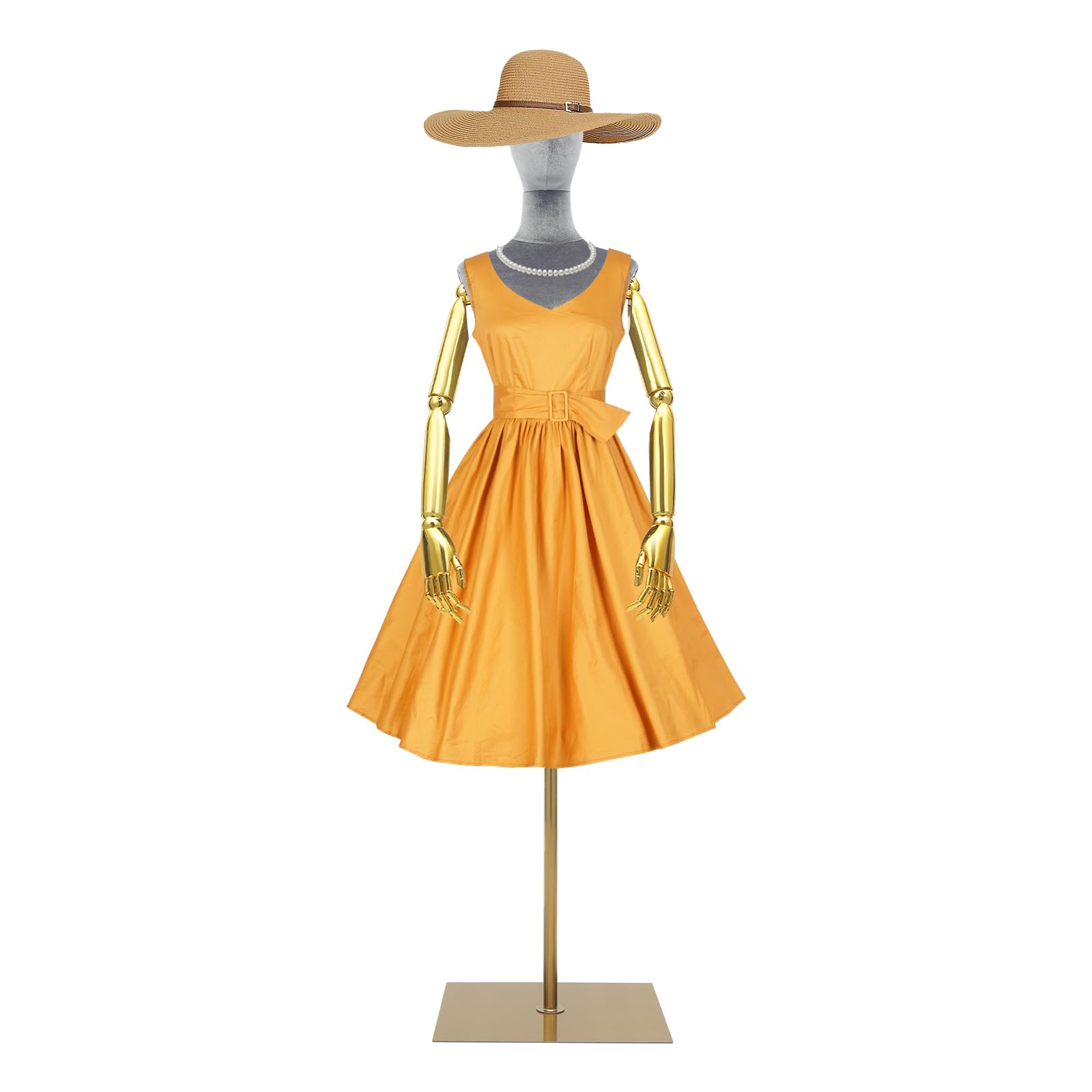 Busto sartoriale da donna, regolabile, 150-200 cm, manichino con braccia articolate e dita, manichino per pantaloni e vestiti, manichino rimovibile con base in metallo per sarti