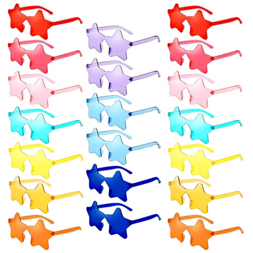 YWL 20 Pack Star Sunglasses Bulk Colorful Rimless Candy Color Fun Star Glasses for Women Men Party Favors