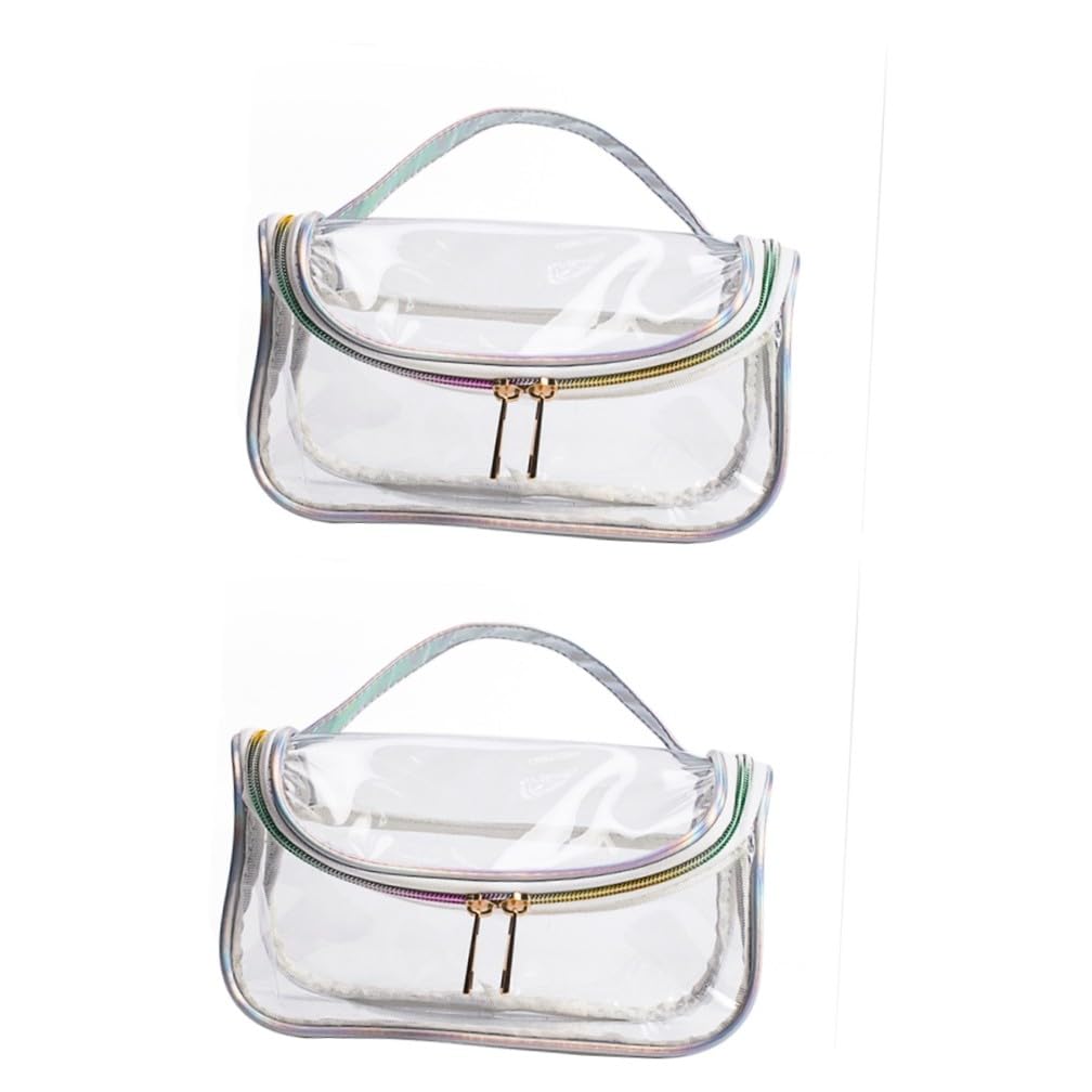 Ipetboom 2piezas Bolsa De Maquillaje Transparente De Viaje Neceser Cosmético Portátil Gran Capacidad Multifuncional y Ligera para Mujeres para Artículos De Higiene y Cosméticos