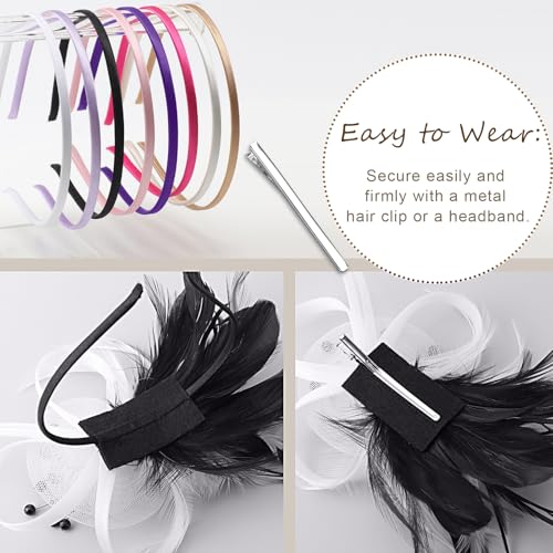 Image of DRESHOW Fascinators Hats for Women Tea Party Fascinator Hats Vintage 50s Headwear Cocktail Wedding Church Derby Hat