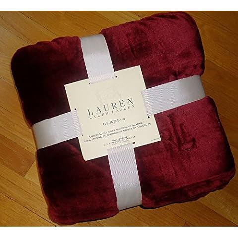 Lauren Ralph Lauren Plush Micro Mink Blanket in Majestic Ruby Red Cover