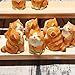 ShaoAngDuoMi Small Carved Wooden Orange Cat Figurines, Handmade Ginger Sculpture Craft Set, 1.4