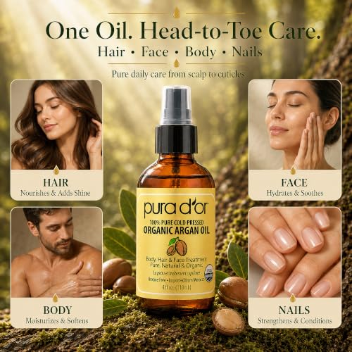 Image of Pura d'or Pure and Organic Argan Oil, Brown and Gold