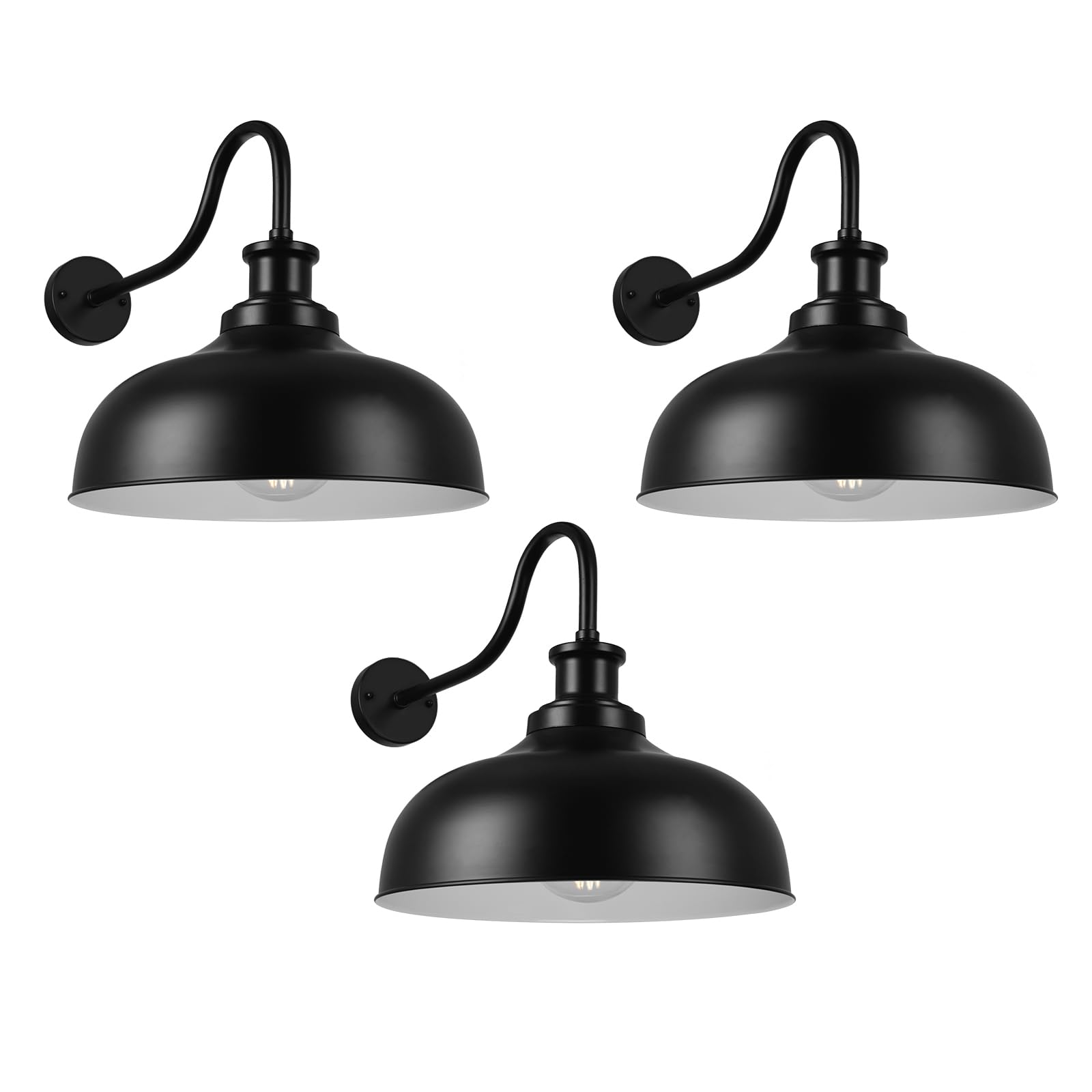 Diyel Outdoor Gooseneck Barn Lights,14 Inch Dome Outdoor Wall Sconce