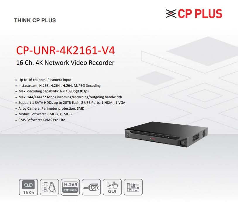 Image of CP Plus 4MP IP STQC Model Colour Vision in Night with Audio Recording 8 CCTV Camera Set with (16 CH NVR,Outdoor bullete-8Nos,8+2 Full Giga Port POE Switch, 2 TB Hard Drive