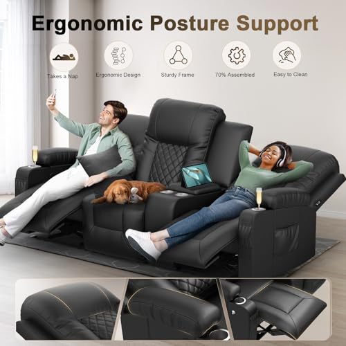 Sillón reclinable moderno negro 5 cuerpos miniatura 6