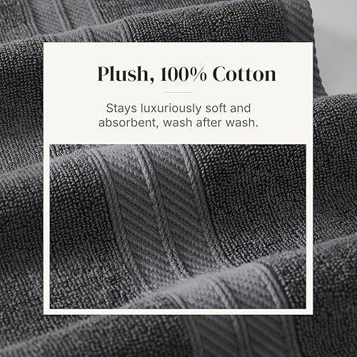 Image of Modern Threads 6 Piece Bath Towel Set - Bathroom Set with 2 Bath Towels, 2 Hand Towels, and 2 Wash Cloths - 100% Cotton, Super Absorbent & Extra Soft - Reversible Botanical Vine (Gray)