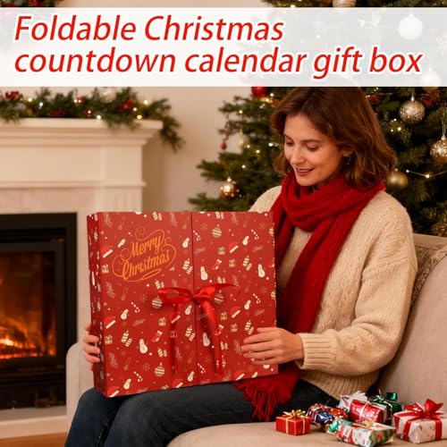 Calendrier de Noël avec 24 boîtes rechargeables de chiffres pour décoration intérieure