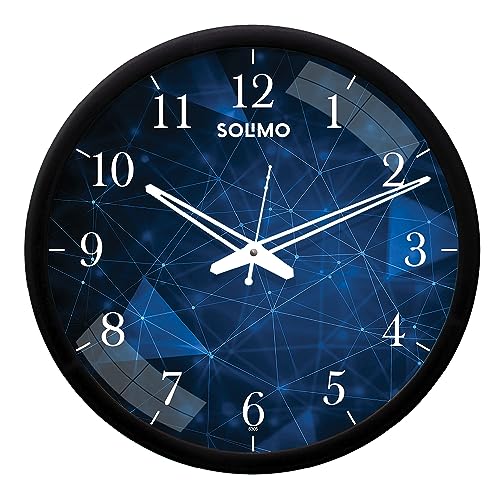Image of Amazon Brand - 12-inch Contemporary Plastic & Glass Wall Clock - Designer (Silent Movement, Black Frame) & Amazon Brand - Cotton 4 Piece Hand Towel Set, 380 GSM (Twilight Blue, Coral Pink)
