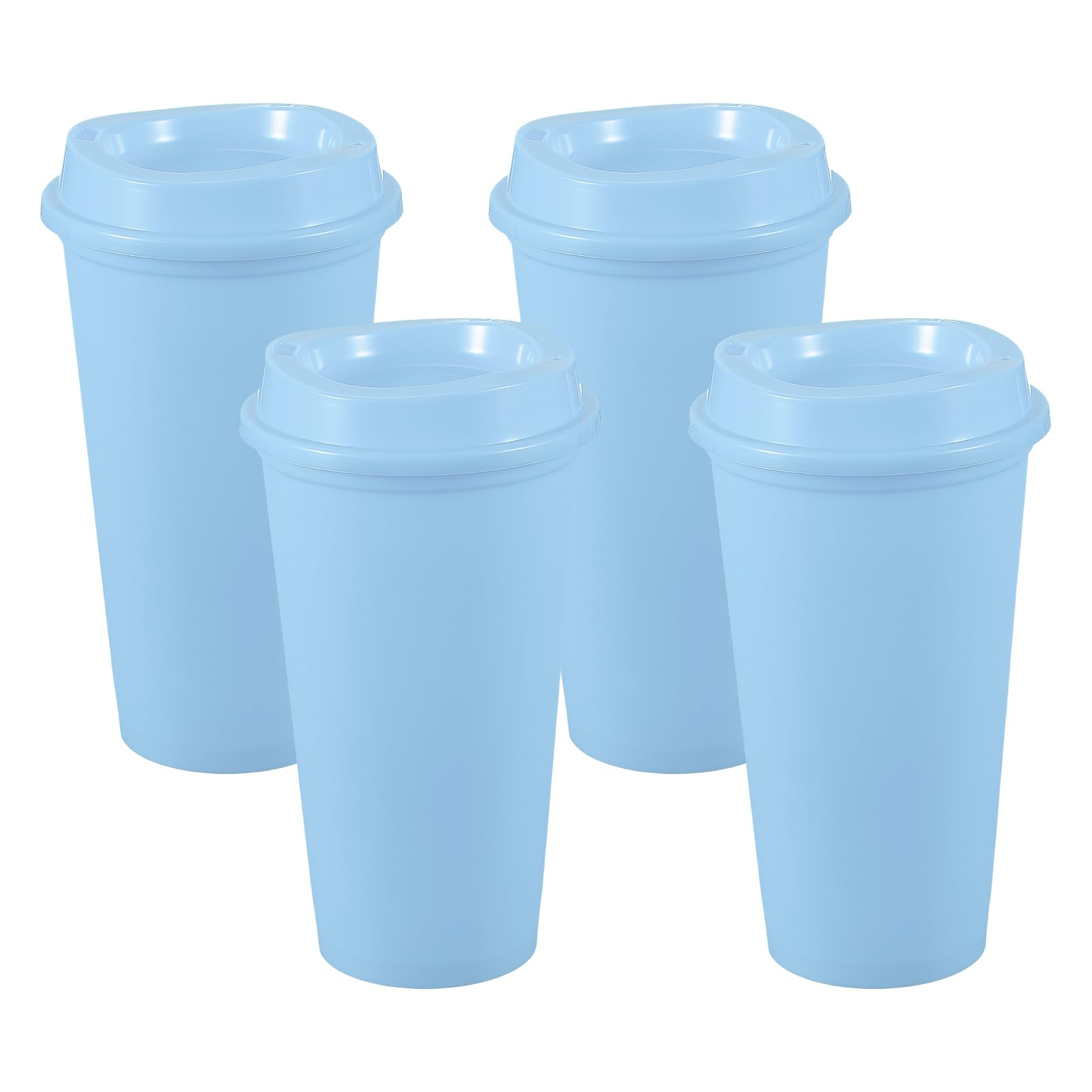 sourcing map 4Pcs Reusable Coffee Cups with Lids, 16oz Travel Coffee Mugs Spill Proof Water Tumblers Drinking Cups for Hot and Cold Drinks Juice Tea, Light Blue