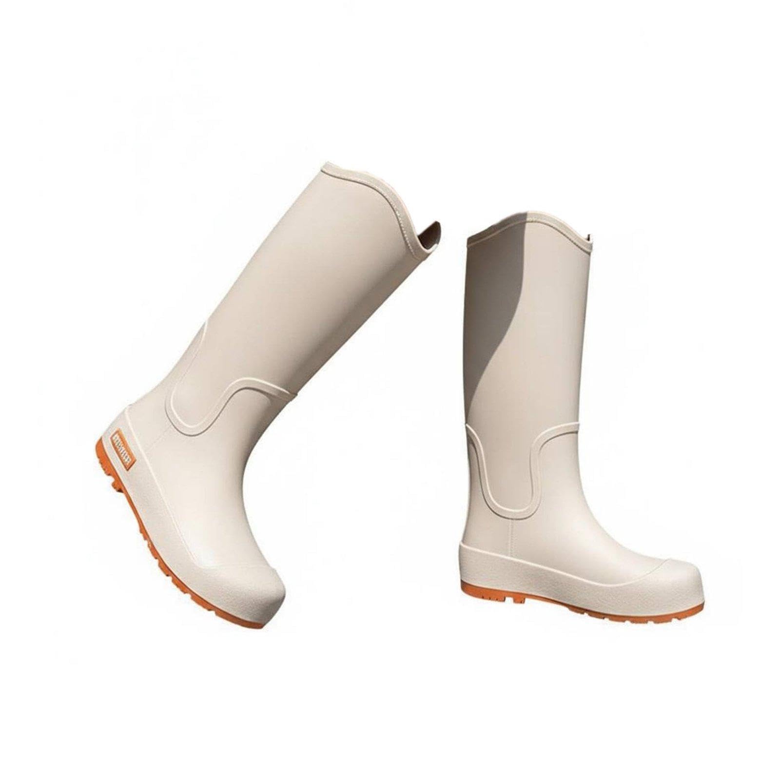 Women's Rubber Boots Non-Slip Knee-High Rain Boots Korean Design for Students, Rainy Days, Commuting, Gardening Beige 38|Clothing Shoes & Accessories| Womens Shoes| Boots-image-3