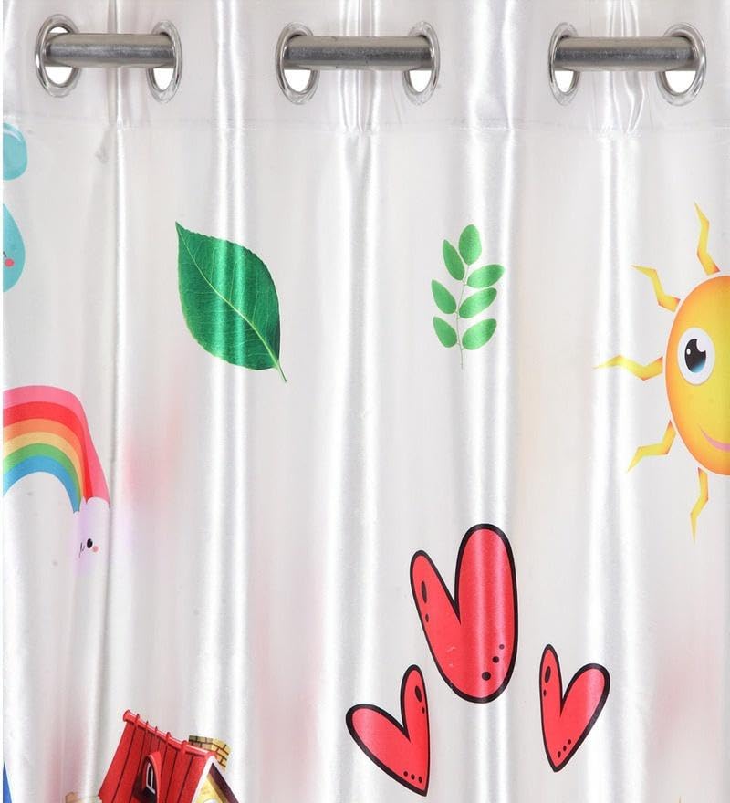 Image of 3D Pencil Colors Theme School Curtains 9 Feet Set of 3 Long Door Curtains for Play School Decoration, Kids Room Parde
