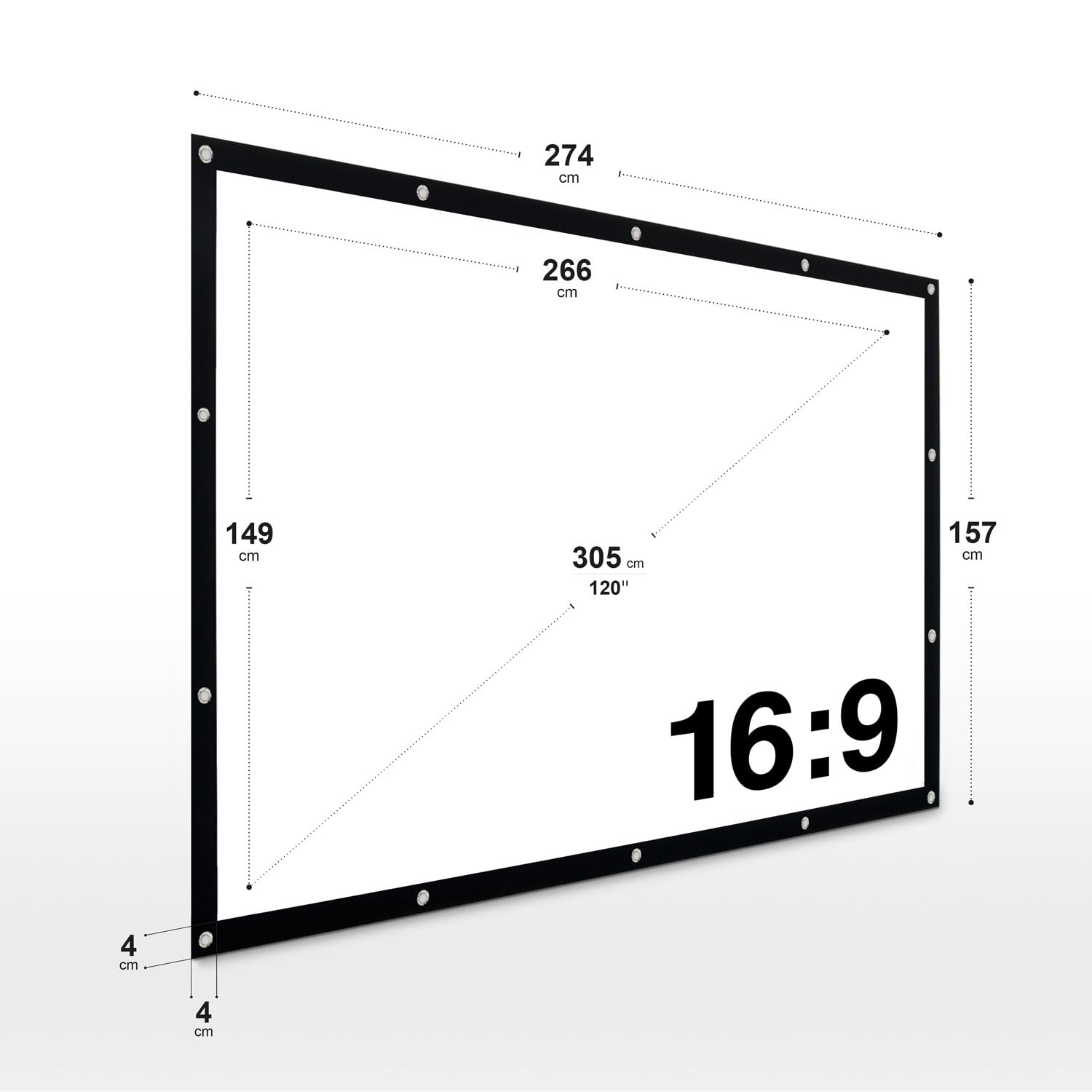 Écran De Projection Mobile ESMART - 221x125 Cm, Pliable, Sur Roulettes - Pour Home Cinéma Et Présentations