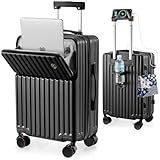 [LIYUKI] スーツケース キャリーケース 2026年新モデル フロントオープン 機内持込対応 Sサイズ 軽量 拡張機能付 静音キャスター ストッパー付 多機能 旅行 出張（ブラック／1～3泊）