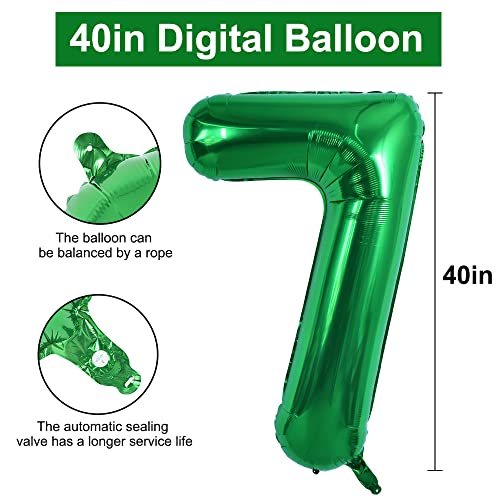 Image of TONIFUL 40 Inch Dark Green Large Numbers Balloon 0-9 Birthday Party Decorations,Foil Mylar Big Number 7 Balloon Digital 7 for Birthday Party,Wedding, Bridal Shower Engagement Photo Shoot, Anniversary
