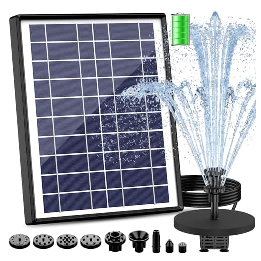 AISITIN 6.5W Solar Springbrunnen Eingebaute1500 mAh Batterie Upgraded Solar Teichpumpe Wasserpumpe Solar Schwimmender Fontäne Pumpe mit 6 Fontänenstile für Garten, Vogel-Bad,Teich,Fisch-Behälter