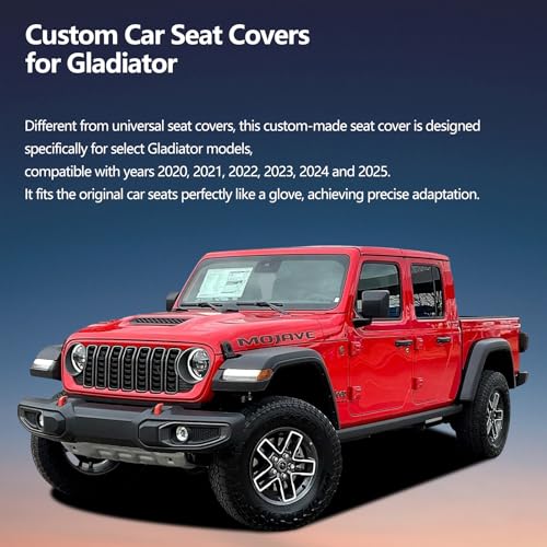 Image of Fit Cherokee Car Seat Covers for Jeep Cherokee 2014-2023 2024 - Upgraded Premium Waterproof & Breathable Leather, Airbag Compatible, All-Weather Seat Cushion Protector (Full Set, Black+Red)